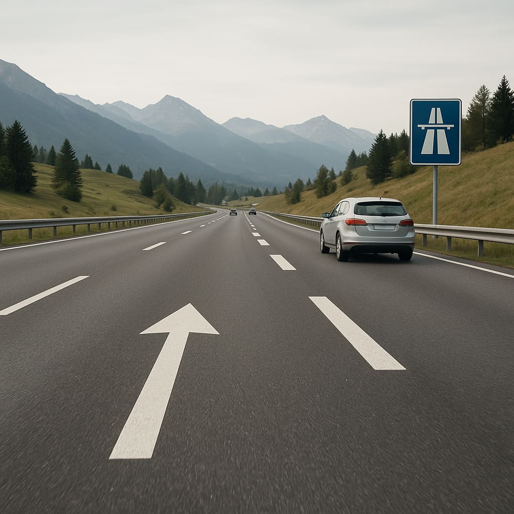 Schweizer Nationalstrasse mit Alltagsverkehr